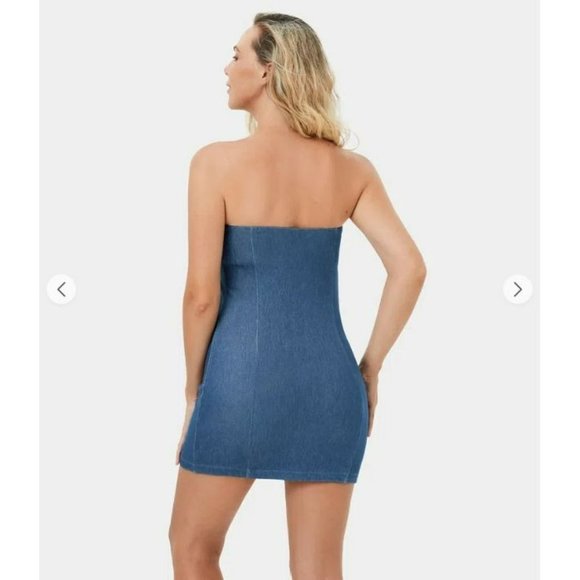 Halara Adjustable & Removable Strap Backless Bodycon Stretchy Denim Mini Medium - Picture 5 of 10